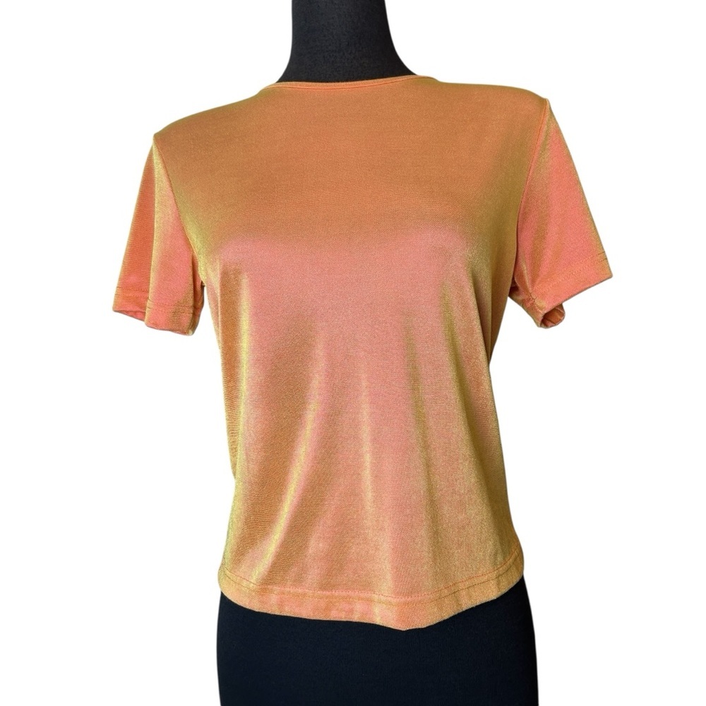 Jason Maxwell Women's Ombre Shirt Bright Orange Pink Gradient Dopamine, Size M